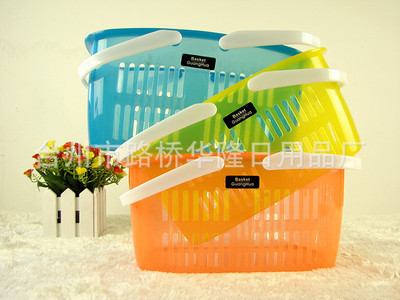 【廠家批發 塑料日用平 多用途 手提購物籃子 裝物品籃子 464】價格,廠家,圖片,家用購物籃、袋、車,臺州市路橋華隆日用品廠-